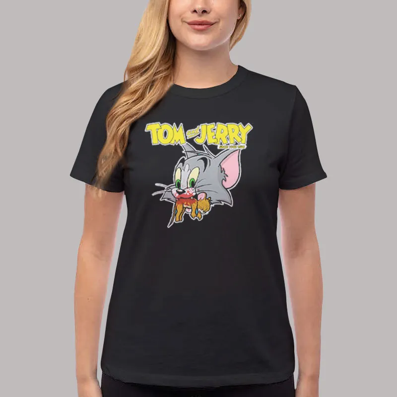Women T Shirt Black Vintage Tom and Jerry Sweatshirt