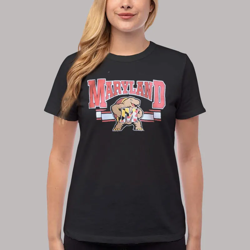 Women T Shirt Black Vintage University of Maryland Sweatshirt