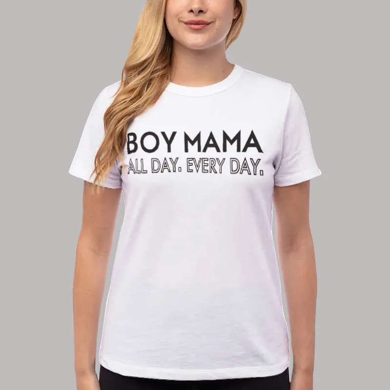 Women T Shirt White Little Boy Mama Sweatshirt