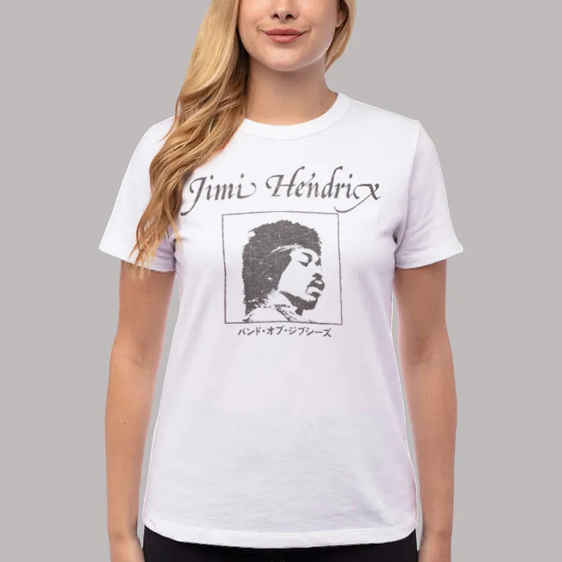 Women T Shirt White Musician Jimi Hendrix Shirt Vintage