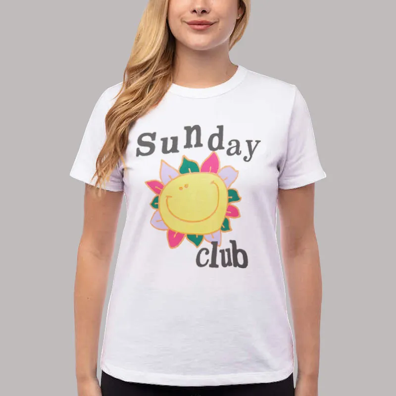 Women T Shirt White Sunflowers Sunday Club Sweatshirt