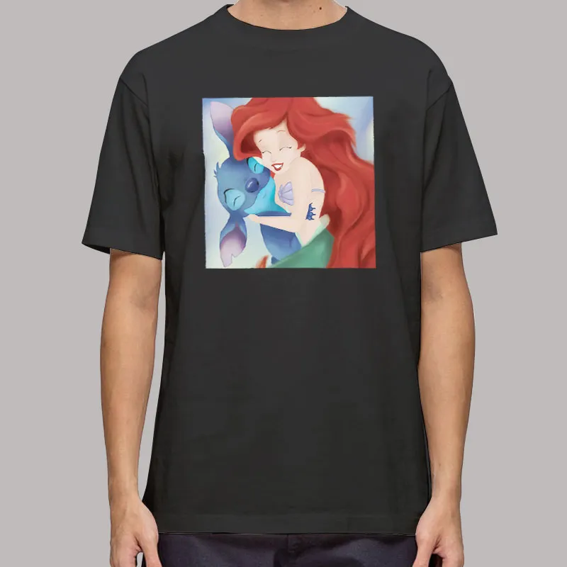 Ariel And Stitch Hugging Vintage Disney The Little Mermaid T Shirt, Sweatshirt And Hoodie