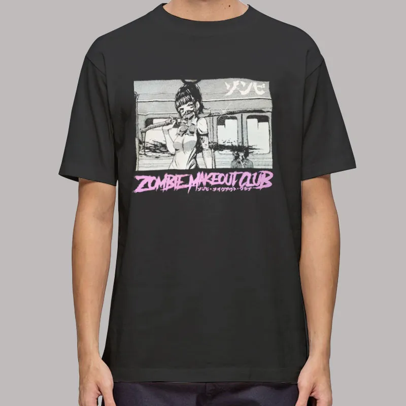 Mens T Shirt Black Anime Zombie Makeout Club Hoodie