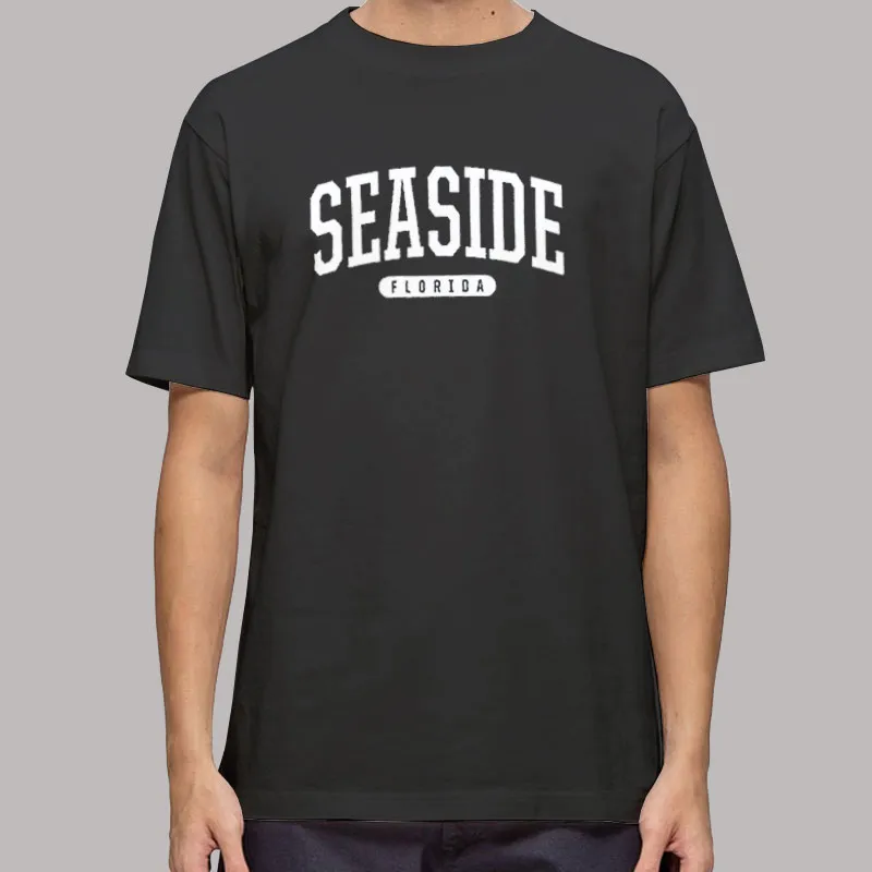 Mens T Shirt Black College Style Florida Seaside Sweatshirts