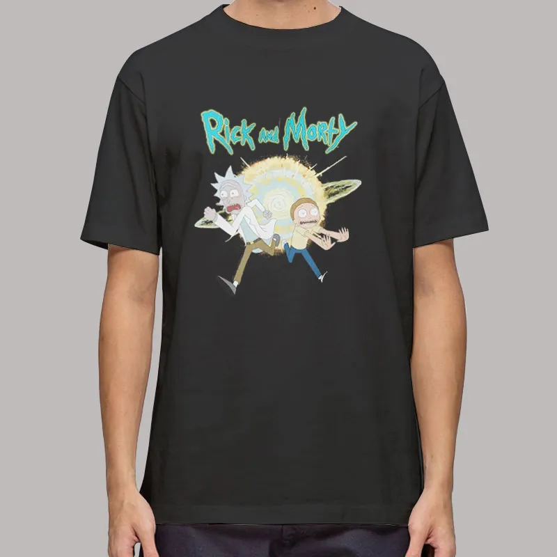 Mens T Shirt Black Dimension Portal Rick and Morty Sweatshirts