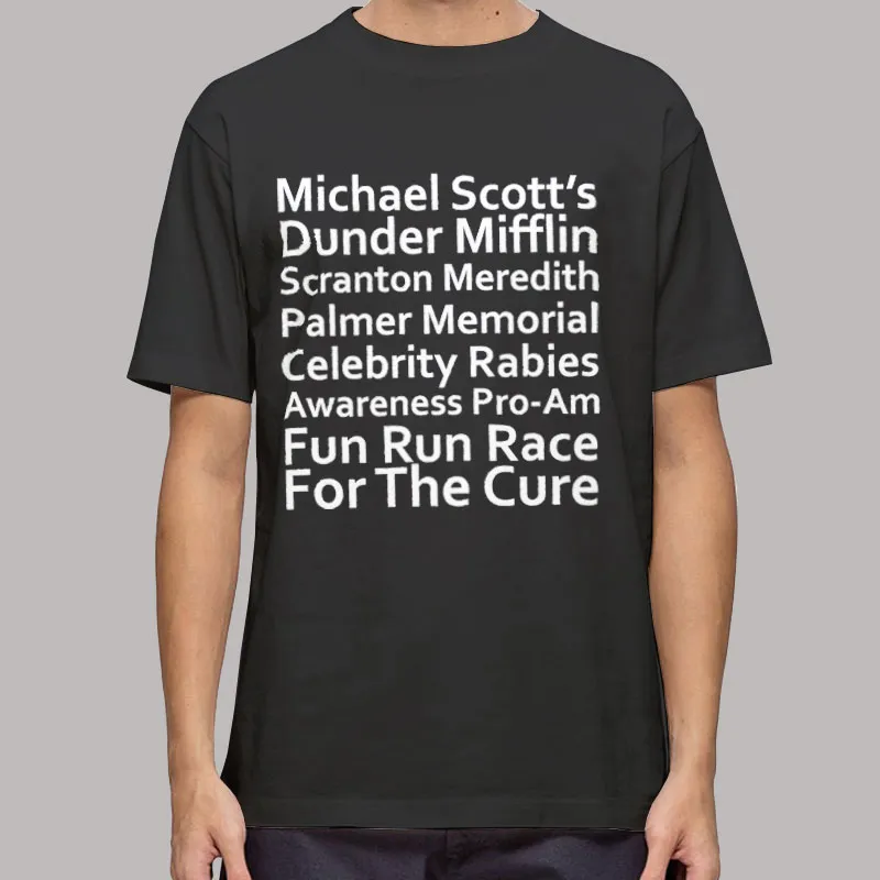 Mens T Shirt Black Dunder Mifflin Michael Scott Fun Run Shirt
