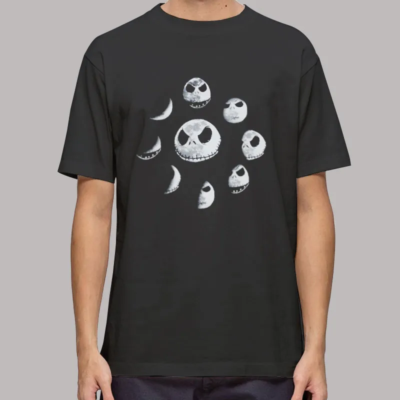 Mens T Shirt Black Phases Moon Nightmare Before Christmas Jack Skellington Shirt