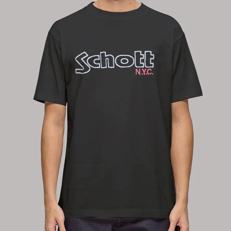 Mens T Shirt Black Schott Hoodie 90s Nyc Style