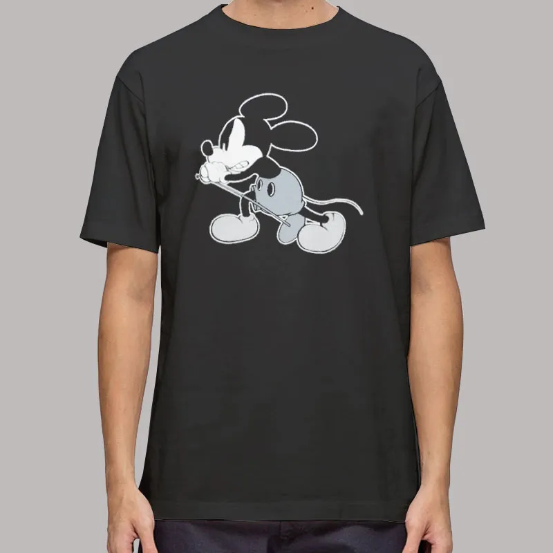 Mens T Shirt Black Vintage Number Nine Mickey Mouse Hoodie