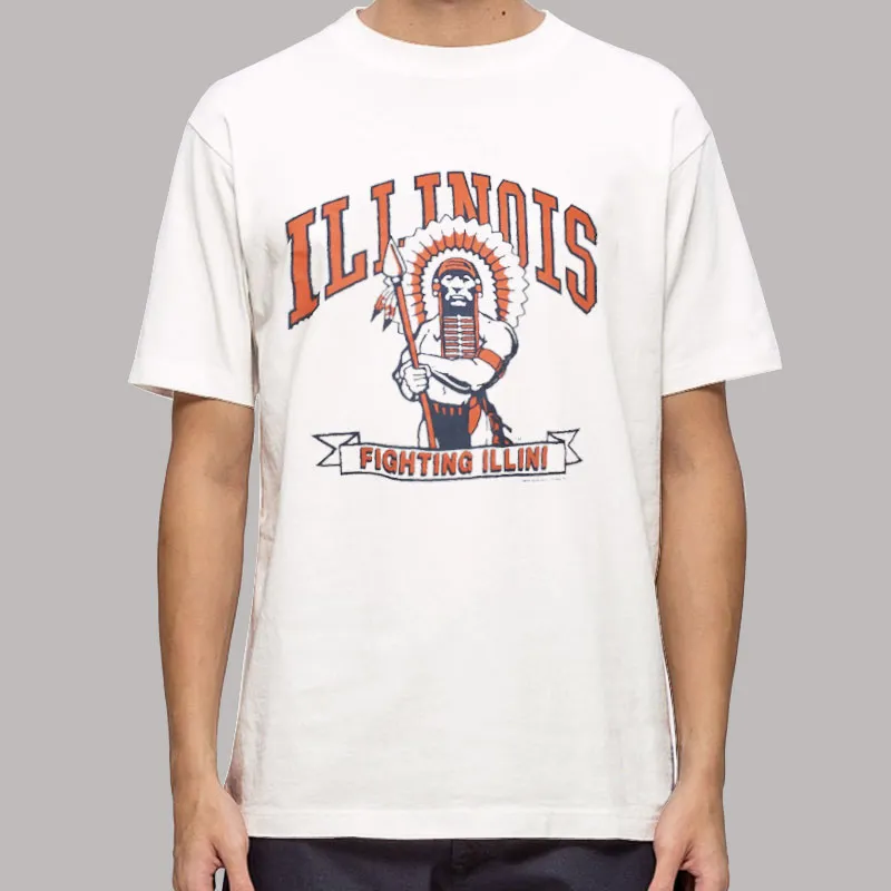 Mens T Shirt White 1989 Fighting Illini University Of Illinois Sweatshirt