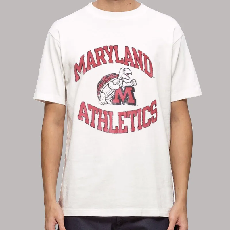 Mens T Shirt White College University Vintage Maryland Sweatshirt