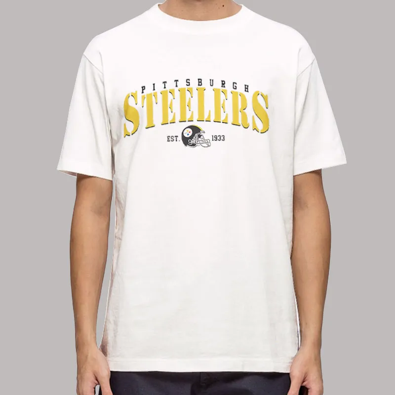 Mens T Shirt White Pittsburgh Est 1933 Vintage Steelers Sweatshirt