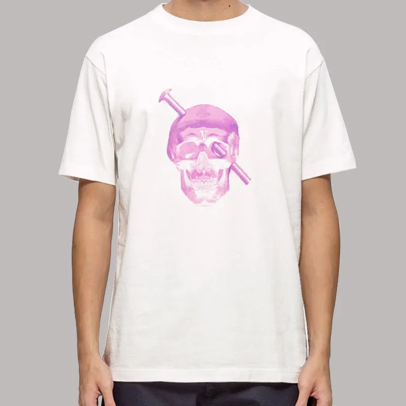 Mens T Shirt White Purple Skull Vlone Screwhead Hoodie