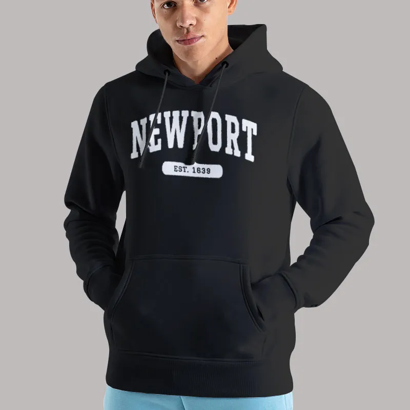 Unisex Hoodie Black 1639 College Newport Sweatshirt