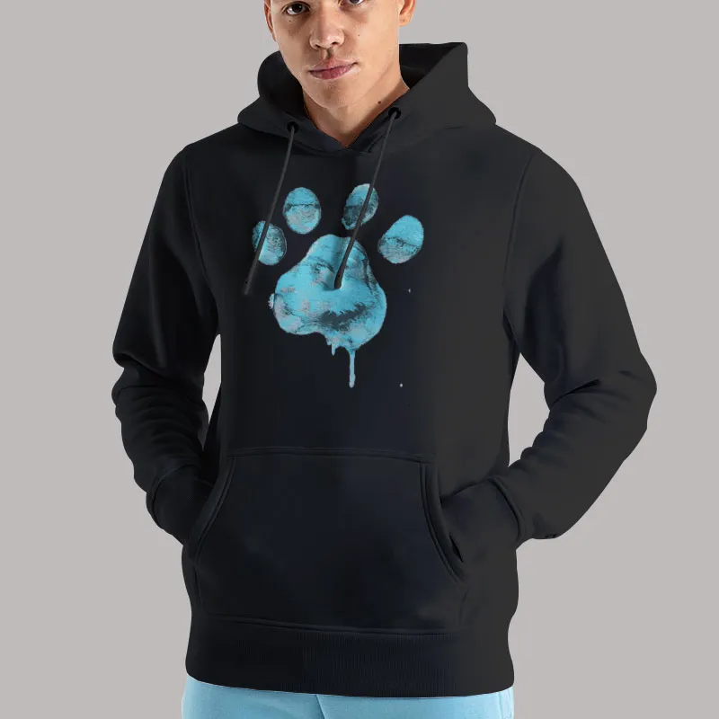 Unisex Hoodie Black Blue Watercolor Paw Pet Month Cat Dog T Shirt, Sweatshirt And Hoodie
