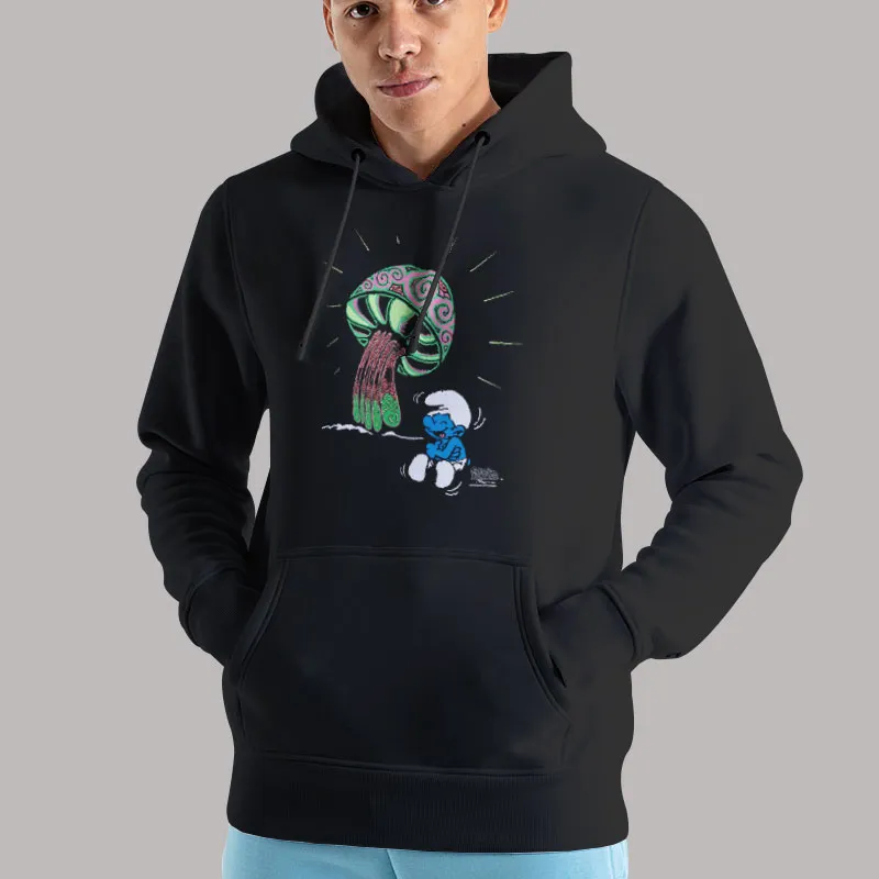 Unisex Hoodie Black Cartoon Network × Movie The Smurfs 1998 Smurfs Cartoon T Shirt, Sweatshirt And Hoodie