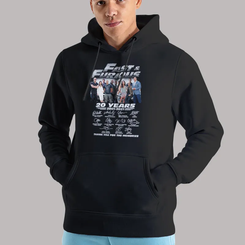 Unisex Hoodie Black Fast And The Furious 20 Years 2001 2021 Thank You For The Memories T Shirt, Sweatshirt And Hoodie