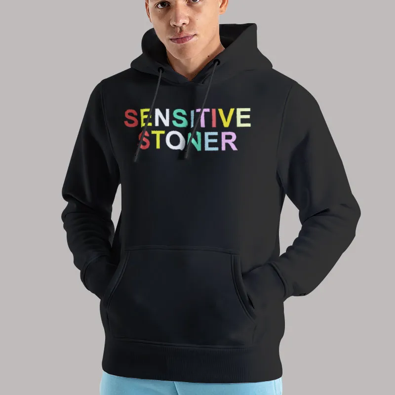 Unisex Hoodie Black Hippie the Sensitive Stoner Sweatshirt