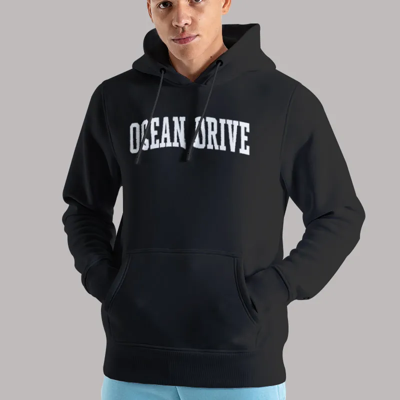 Unisex Hoodie Black Miami Ocean Drive Sweatshirt