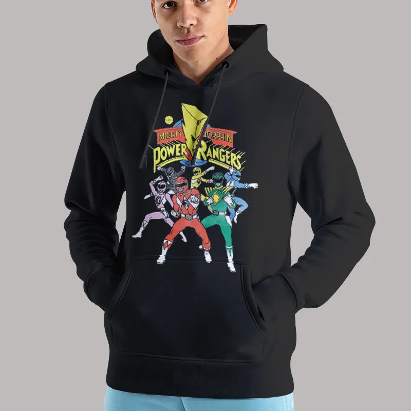 Unisex Hoodie Black Power Ranger Mighty Morphin 90s Crewneck Sweatshirt