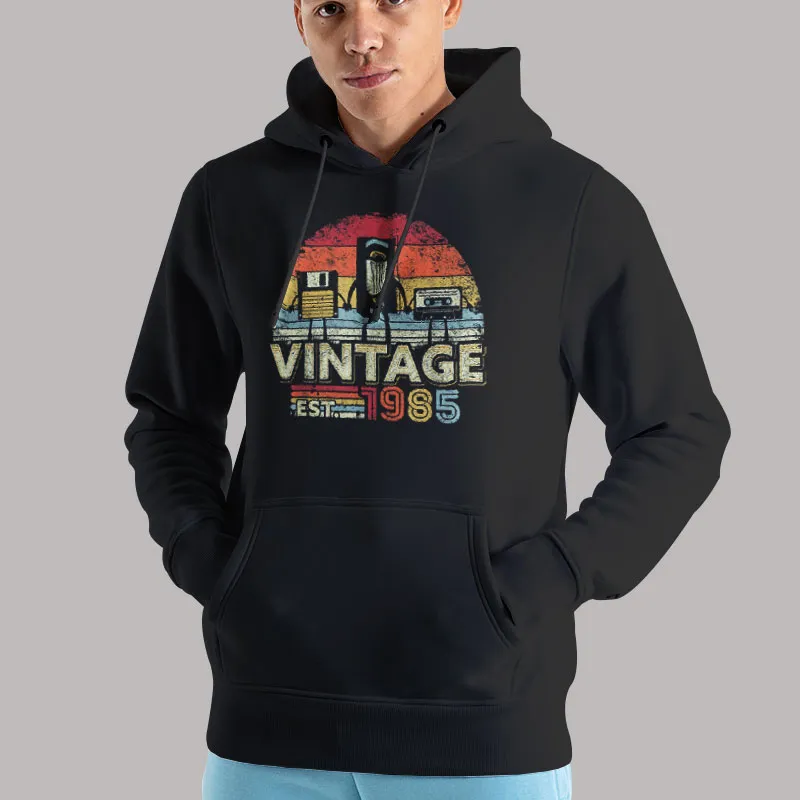 Unisex Hoodie Black Retro Vintage 1985 Born In 1985 Birthday Gift T Shirt, Sweatshirt And Hoodie