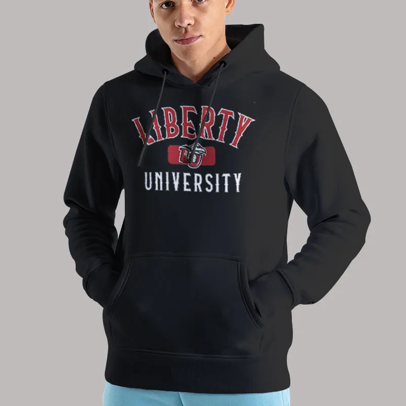 Unisex Hoodie Black Retro Vintage Liberty University Sweatshirt