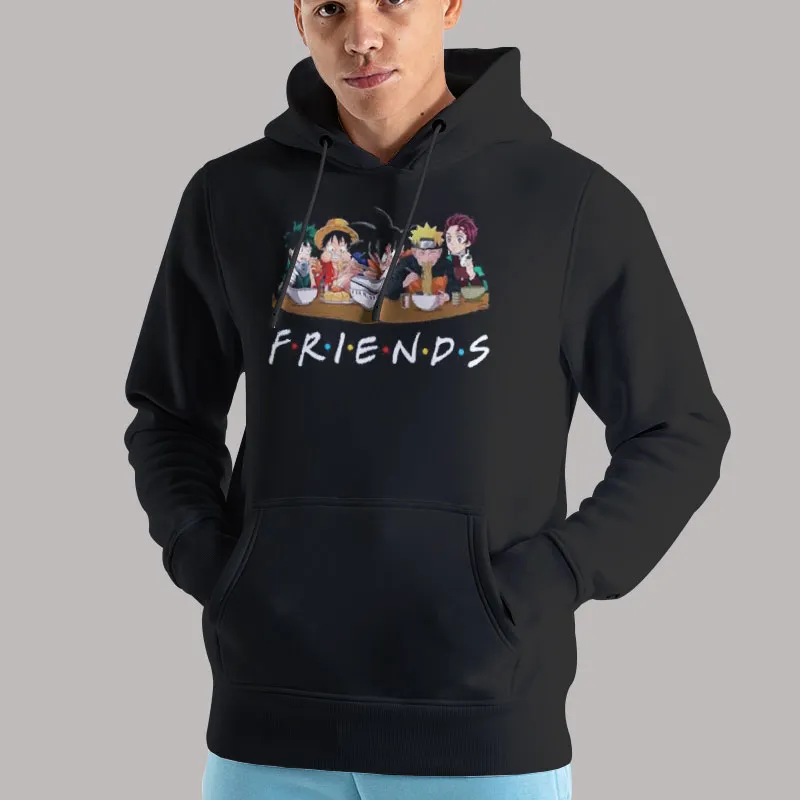 Unisex Hoodie Black Sweatshirts Anime Japanese Character Friends