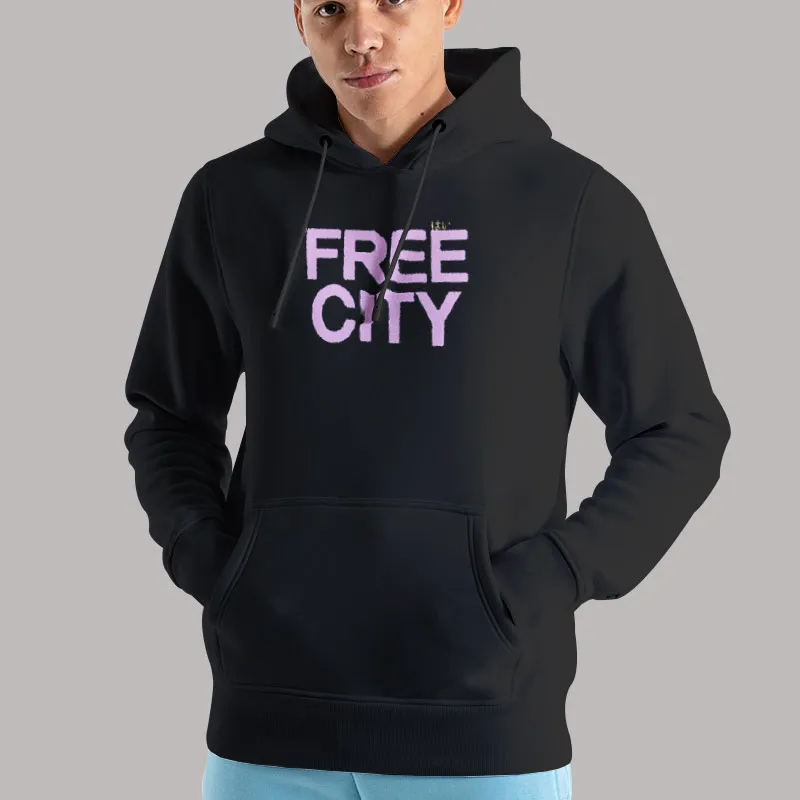 Unisex Hoodie Black Vintage Japanese Free City Sweatshirt