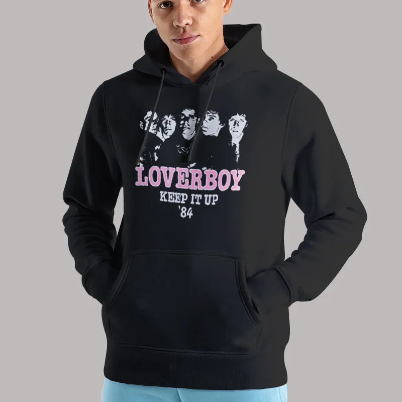 Unisex Hoodie Black Vintage Tour 80s Loverboy Sweatshirt