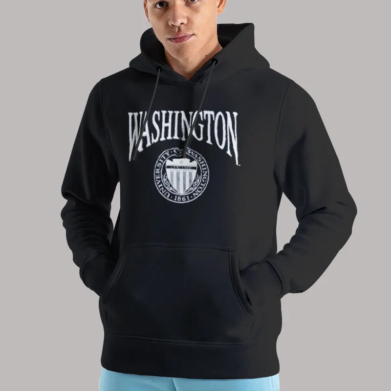 Unisex Hoodie Black Vintage University of Washington Sweatshirt