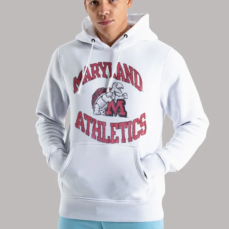 Unisex Hoodie White College University Vintage Maryland Sweatshirt