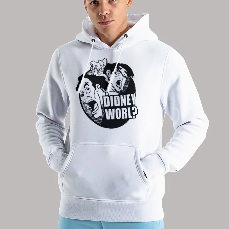 Unisex Hoodie White Didney Worl Parody T Shirt, Sweatshirt And Hoodie