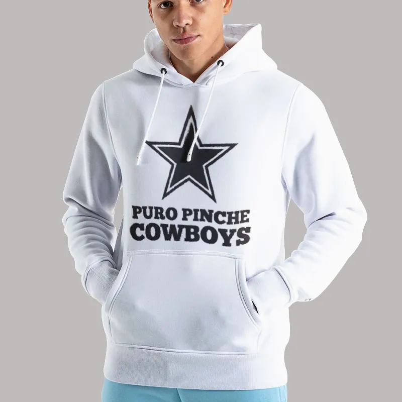 Unisex Hoodie White Retro Vintage Puro Pinche Cowboys Shirt