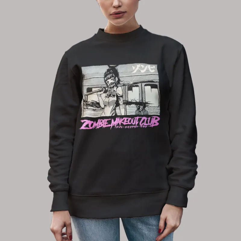 Unisex Sweatshirt Black Anime Zombie Makeout Club Hoodie