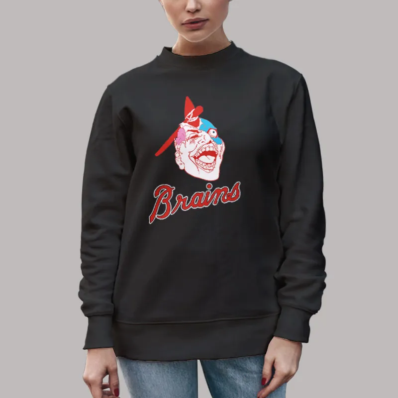 Unisex Sweatshirt Black Atlanta Brains Braves Baseball Zombie T Shirt, Sweatshirt And Hoodie