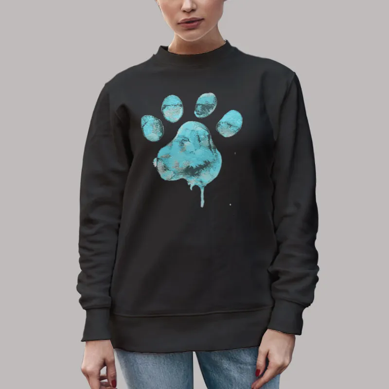 Unisex Sweatshirt Black Blue Watercolor Paw Pet Month Cat Dog T Shirt, Sweatshirt And Hoodie