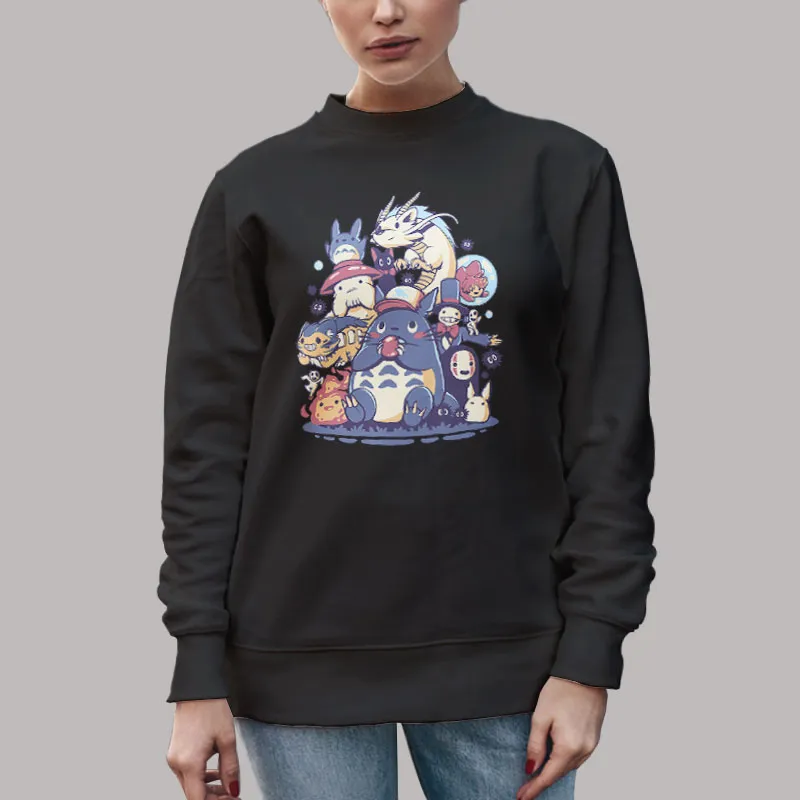 Unisex Sweatshirt Black Creatures Spirits And Friends Cartoon Totoro No Face T Shirt, Sweatshirt And Hoodie