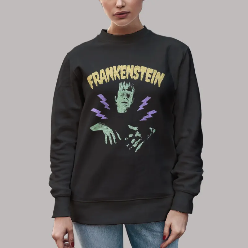 Unisex Sweatshirt Black Halloween Monster Frankenstien Shirt