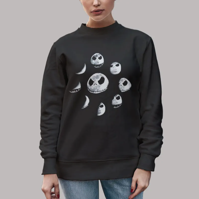 Unisex Sweatshirt Black Phases Moon Nightmare Before Christmas Jack Skellington Shirt