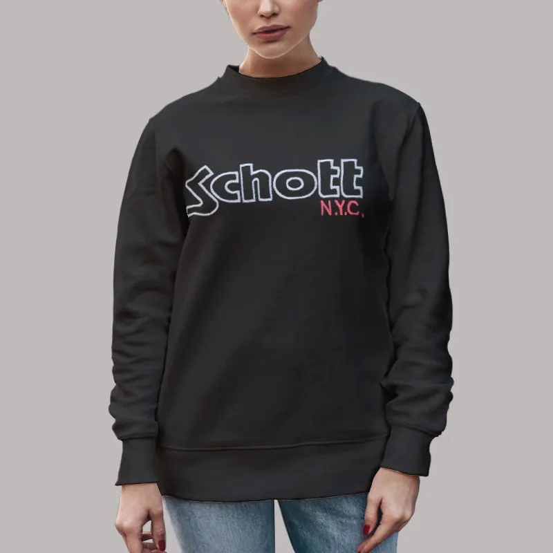 Unisex Sweatshirt Black Schott Hoodie 90s Nyc Style