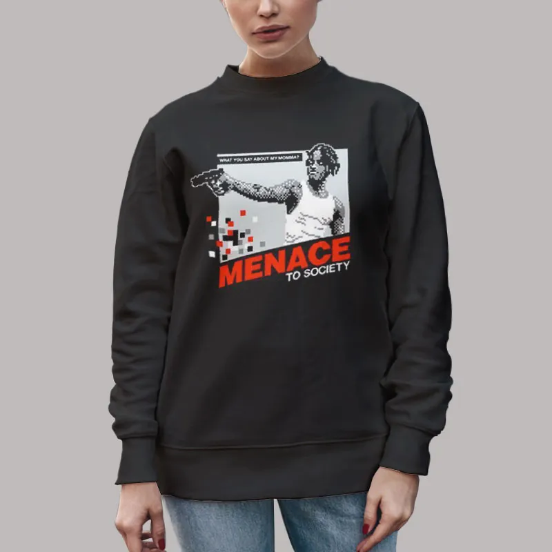 Unisex Sweatshirt Black Streetwear 8 BIT to Society Menace Hoodie
