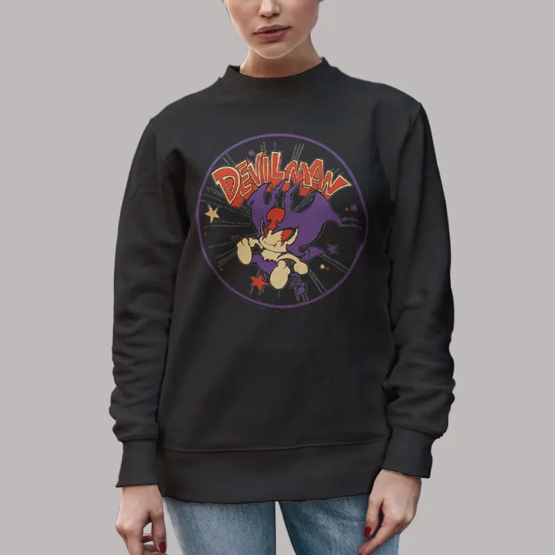 Unisex Sweatshirt Black Vintage Devilman Japan Anime T Shirt, Sweatshirt And Hoodie