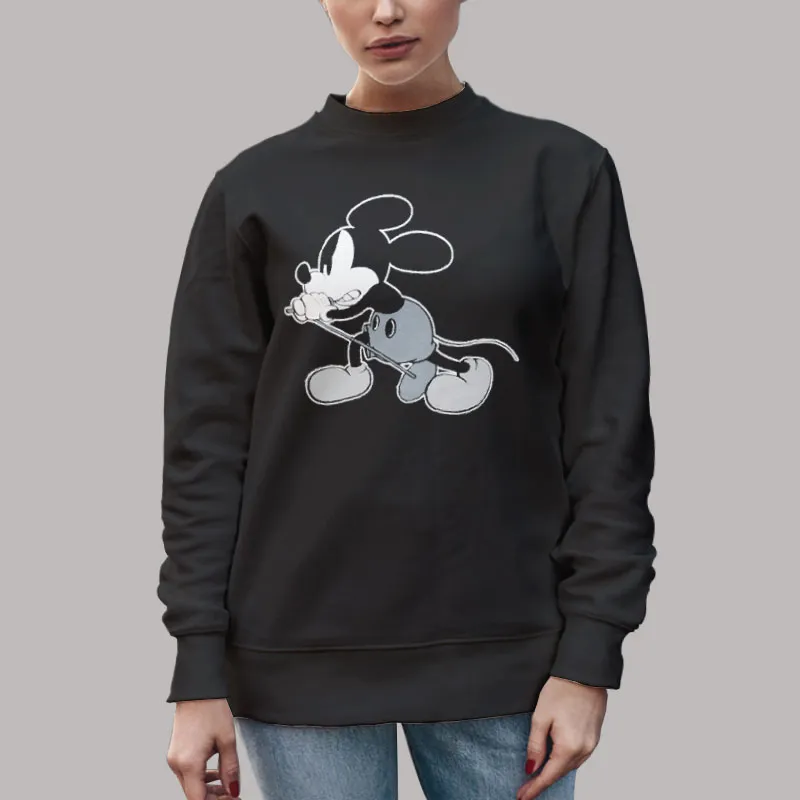 Unisex Sweatshirt Black Vintage Number Nine Mickey Mouse Hoodie