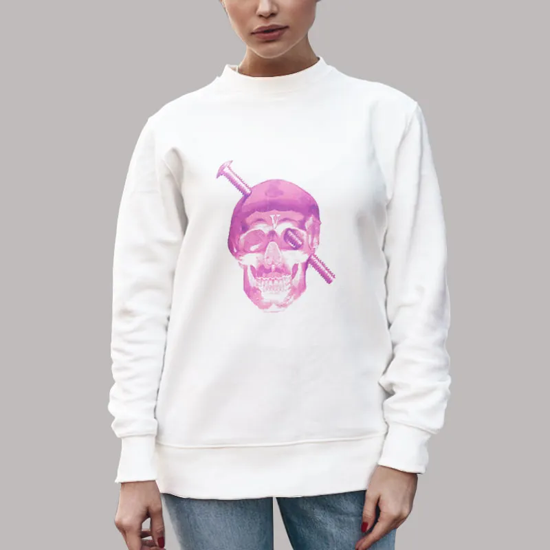 Unisex Sweatshirt White Purple Skull Vlone Screwhead Hoodie