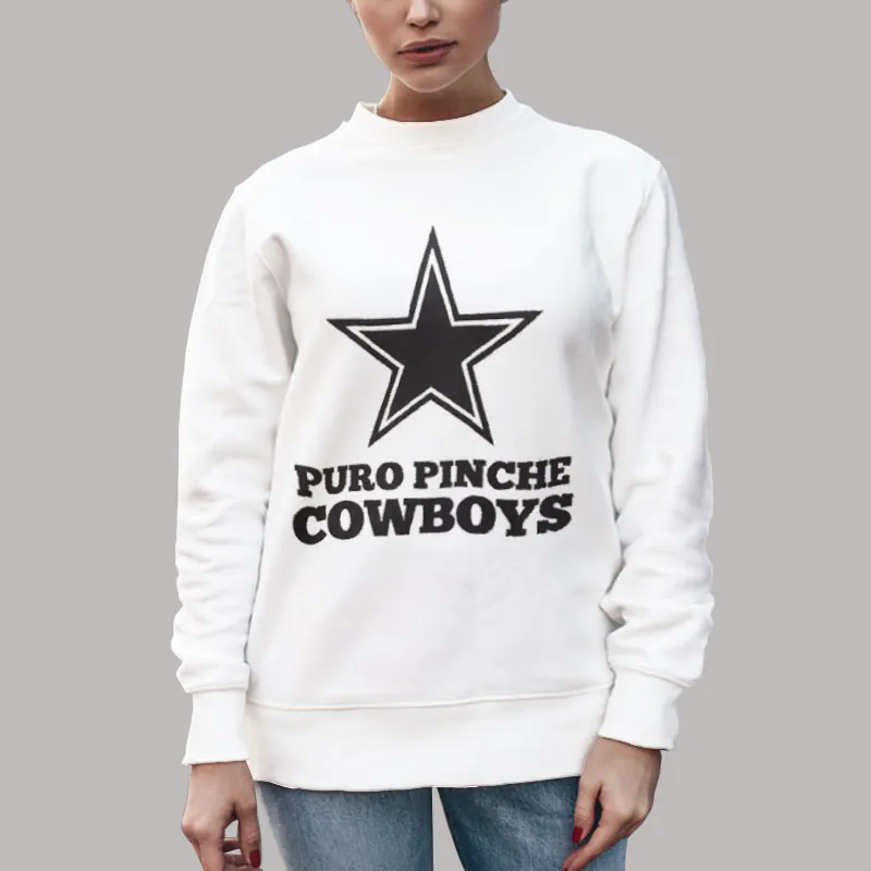 Unisex Sweatshirt White Retro Vintage Puro Pinche Cowboys Shirt