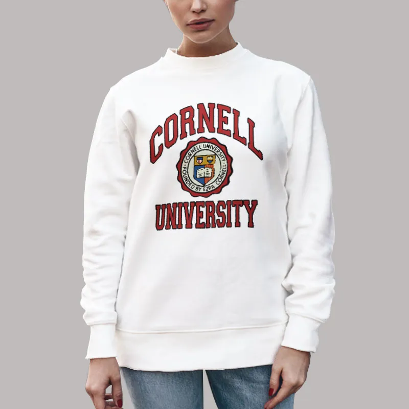 Unisex Sweatshirt White Vintage Cornell University T Shirt, Sweatshirt And Hoodie