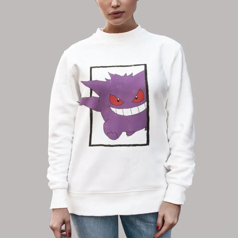 Unisex Sweatshirt White Vintage Pokemon Gengar Shirt