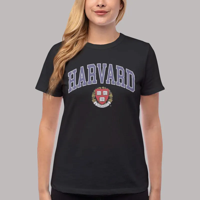 Women T Shirt Black College University Vintage Harvard Sweatshirt