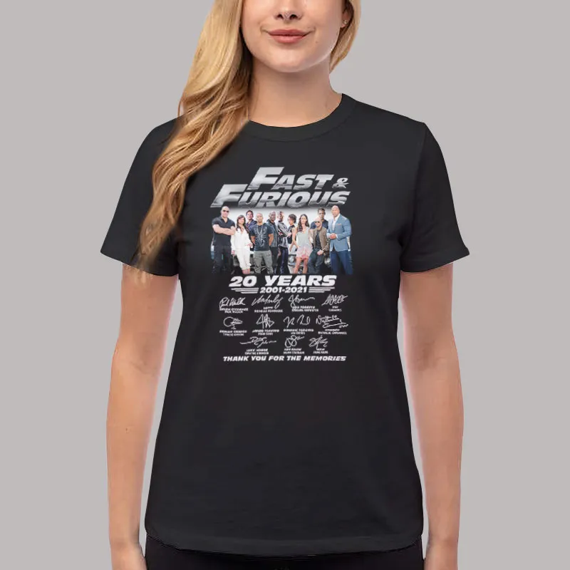 Women T Shirt Black Fast And The Furious 20 Years 2001 2021 Thank You For The Memories T Shirt, Sweatshirt And Hoodie