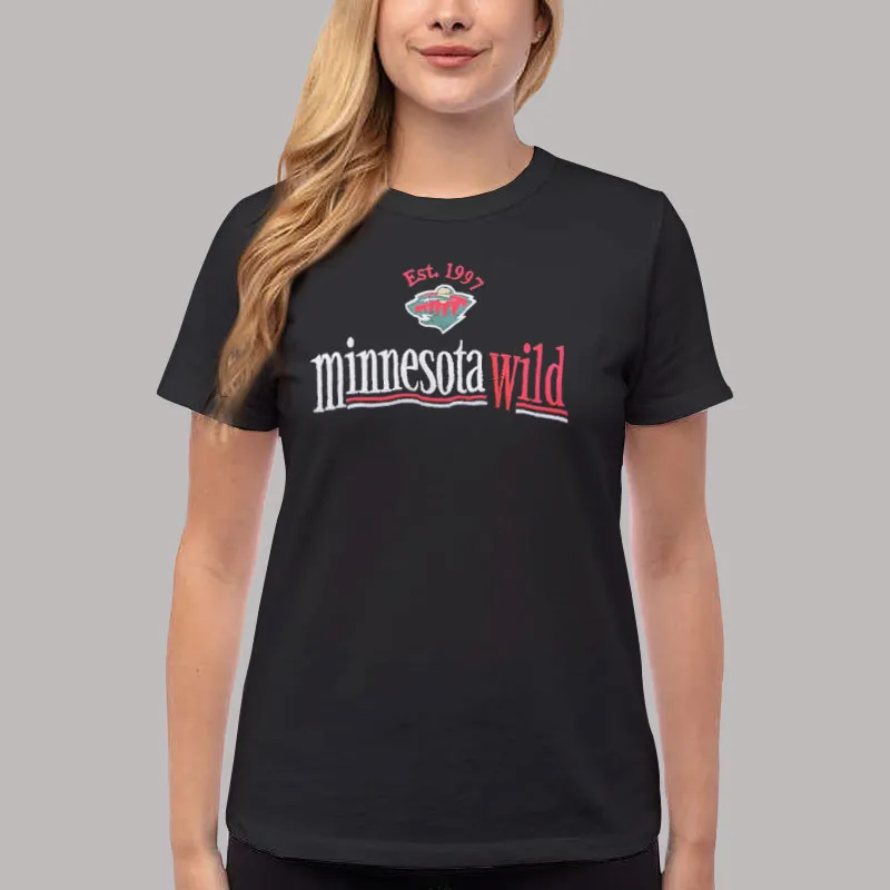 Women T Shirt Black Retro Vintage Minnesota Wild Sweatshirt